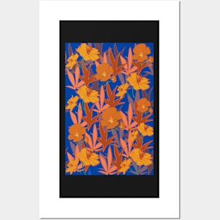 Orange Flower pattern Posters and Art